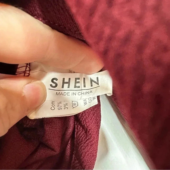 Shein EZwear Bell Sleeve Self-Tie Crop Top Burgundy  Size Medium - Picture 8 of 16